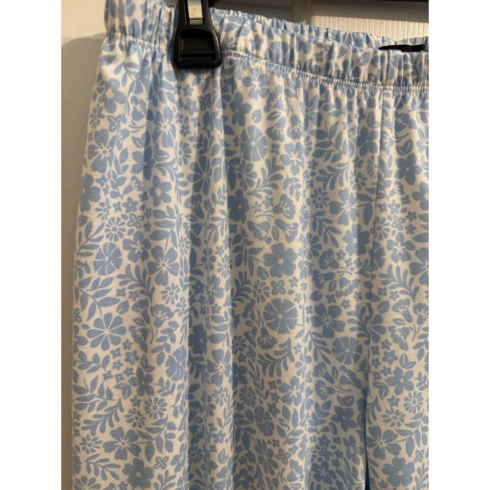 Kate Spade New York 2 pc Short Sleeve Pajama Crop Set Blue Floral Piping Size L - Picture 8 of 10